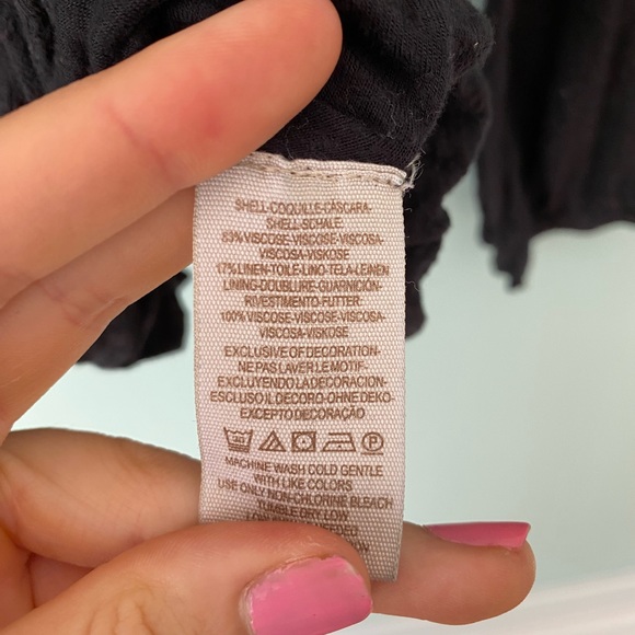 Free People Black Gold Embroidered Peasant Flowy Hippie Boho Baloon Sleeve Shirt - Picture 6 of 12